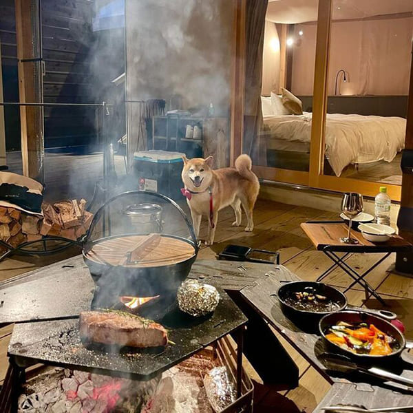 焚火BBQで神奈川箱根の新鮮食材を楽しめる