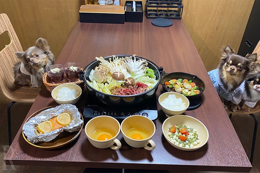 夕飯は豪華すき焼きディナーを堪能！