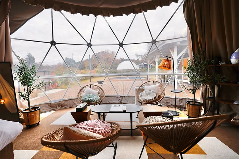 広くてかわいいドームのインテリアにテンションアップ